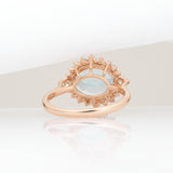 3.1Ct Aquamarine Ring with Natural Diamonds Accents: Solid 14K Gold, Oval 11x9mm