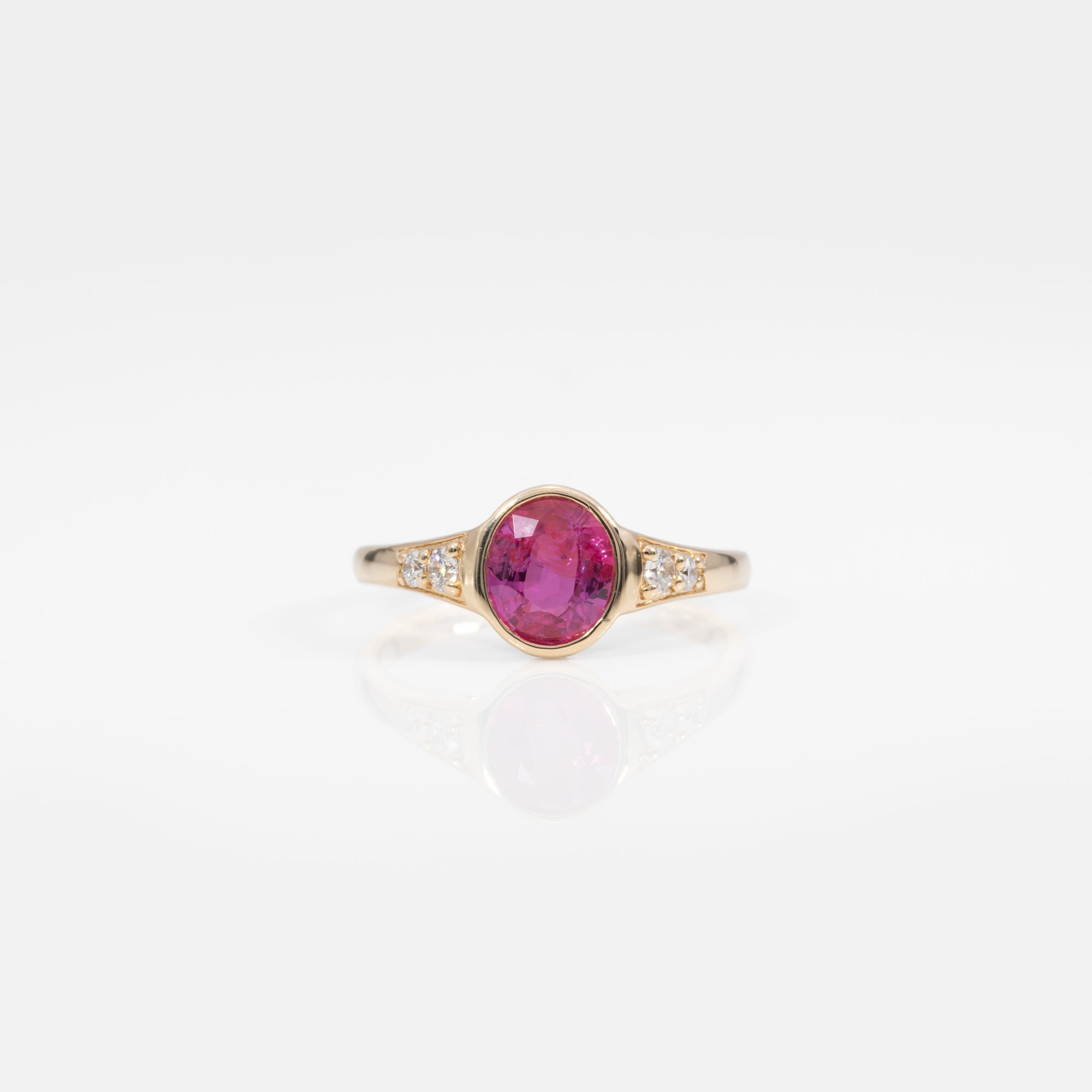 14K yellow gold pink sapphire ring