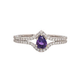 Aura 14K Solid White Gold Purple Sapphire and Natural Diamonds Ring | PE 6x4mm