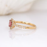 Shrija 14K Yellow Gold Padparadscha Sapphire and Natural Diamond Ring | OV 6x4mm