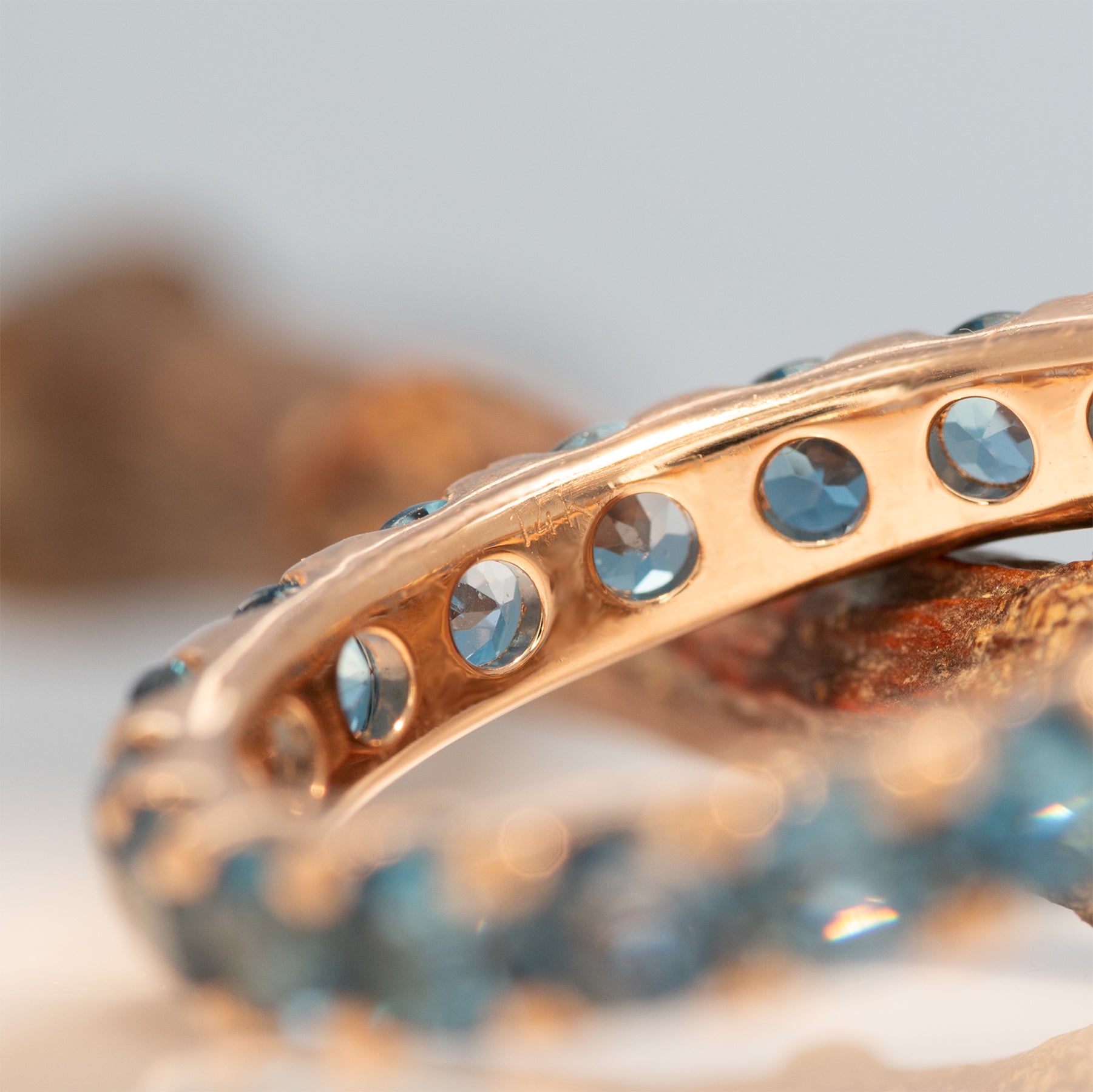 14K rose gold London blue topaz cluster ring