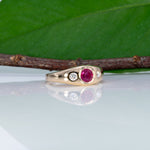 14K yellow gold Burma ruby ring with diamond accents