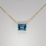 14K Yellow Gold Swiss Blue Topaz Necklace