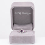 14K white gold purple spinel ring with purple sapphire accents