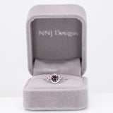 14K white gold purple spinel ring with purple sapphire accents