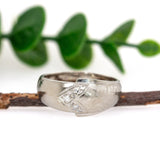 Estate 14K Solid White Gold Natural Diamond Ring