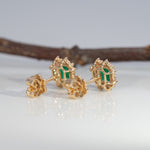 14K yellow gold colombian emerald earrings