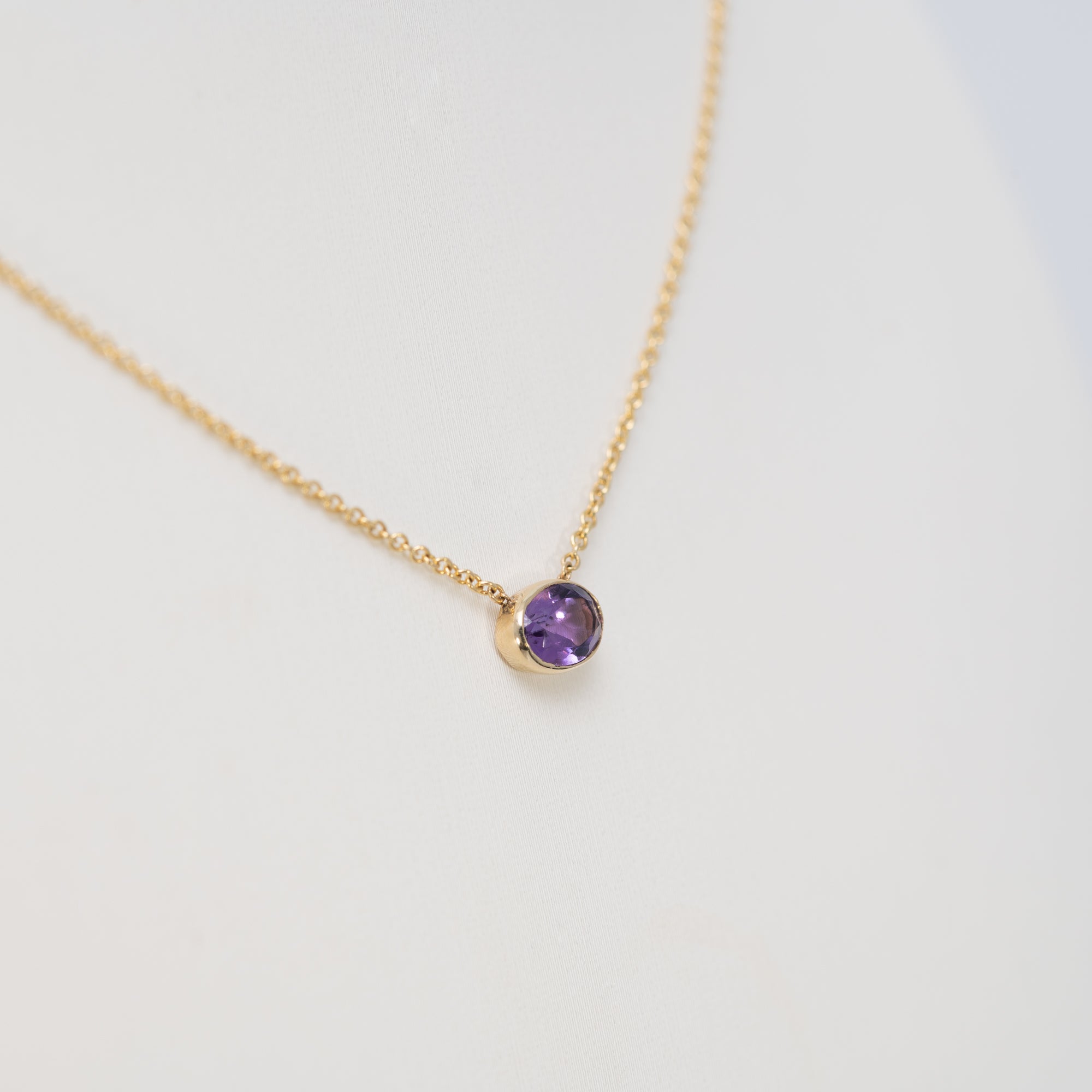 14K Yellow Gold Amethyst Necklace