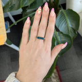 Echo Solid 14K Gold Blue Zircon Solitaire Ring, Emerald cut 16.4x4.5mm