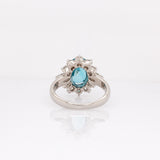 Oriana Estate Blue Zircon Ring with Natural Diamonds Accents: Platinum, 10x7mm