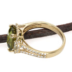 Adhya 14K Yellow Gold 3.63cts Sphene Diamond Ring | Cushion Cut 9x7mm