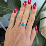 14K yellow gold sleeping beauty turquoise ring with diamond accents