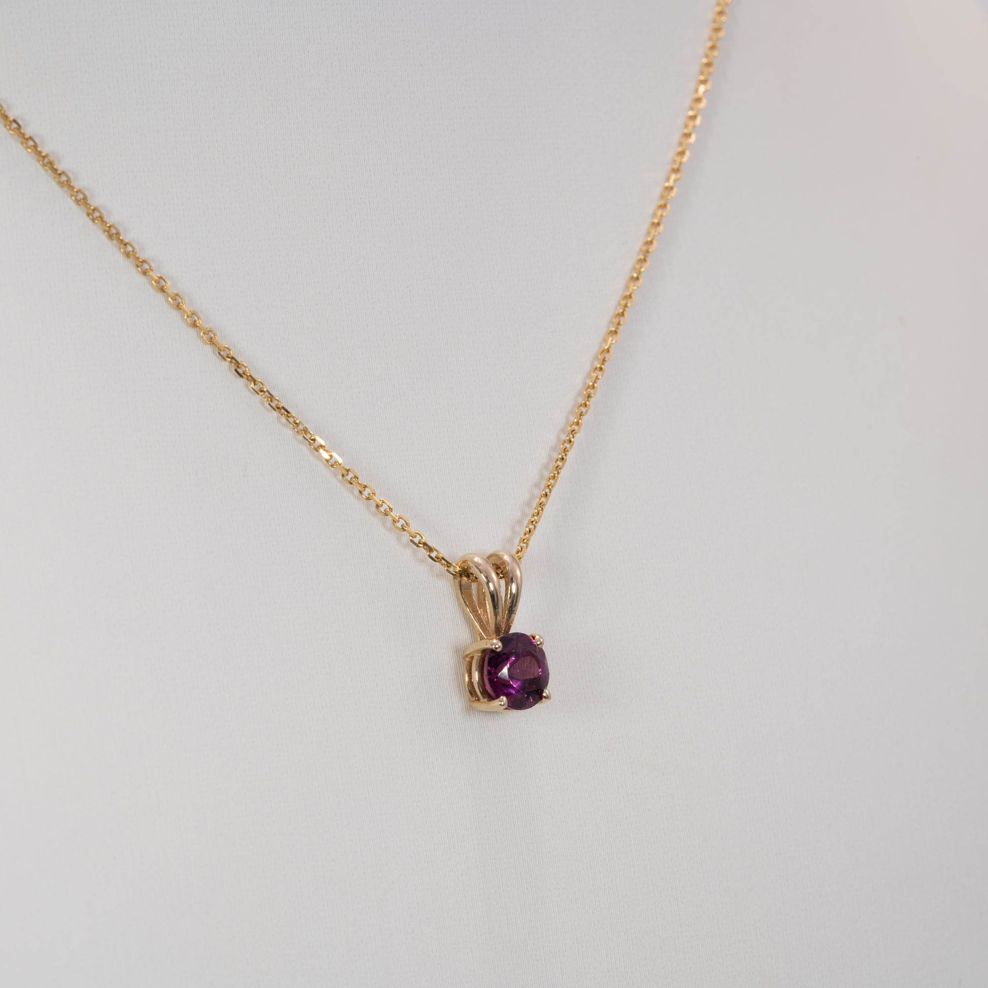 14K yellow gold rhodolite garnet pendant