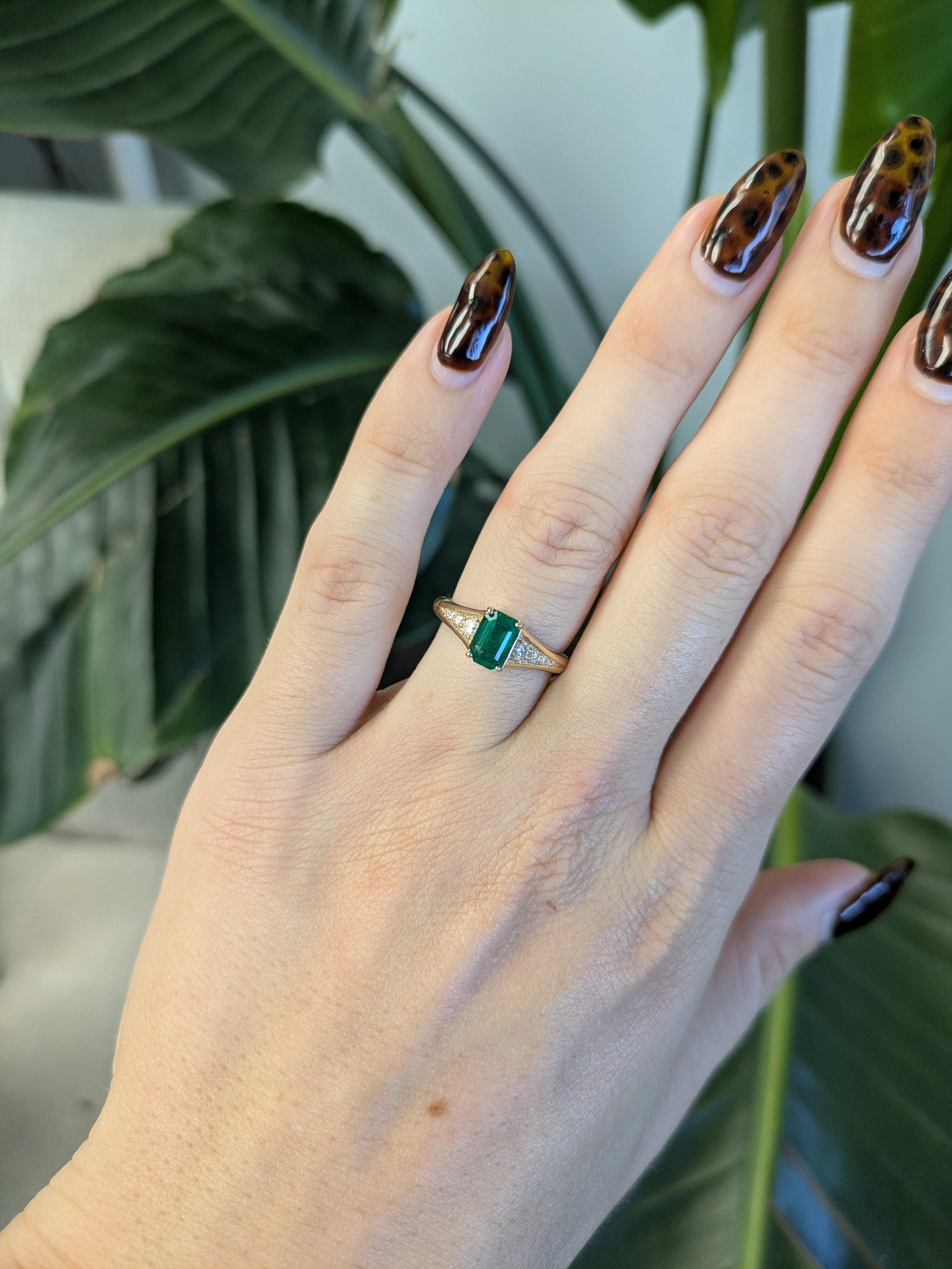 14K Yellow Gold Zambian Emerald Ring