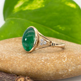 Arlo Solid 14K Gold  Zambian Emerald Ring with Natural Diamonds Accents: Oval, 11.3x8mm