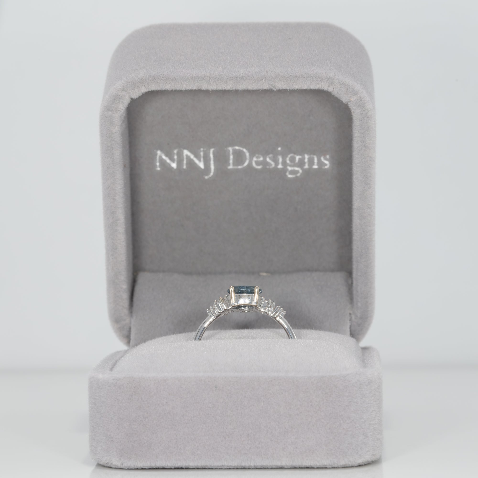 14K white gold montana sapphire ring