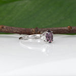 14K white gold purple spinel ring with diamond accents