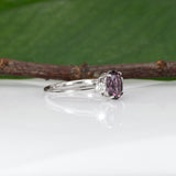 14K white gold purple spinel ring with diamond accents