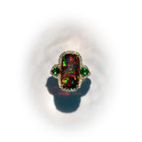 Cora Solid 14k Gold Ethiopian Opal Ring with Natural Diamonds Accents, Cushion 16.5x9mm