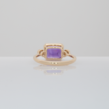2.1Ct Zambian Amethyst Ring with Natural Diamonds Accents: Solid 14K Gold, 9x7mm