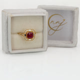 Mimi Solid 14k Gold Madagascar Ruby Ring with Natural Diamonds Accents, 6mm