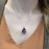 Nicole 8.1Ct Amethyst Pendant with Earth Mined Diamond Accents: Solid 14K Gold, 23x16mm