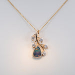 14K yellow gold boulder opal pendant