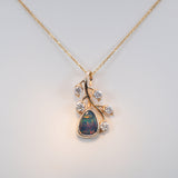 14K yellow gold boulder opal pendant