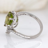 Elaine 14K White Gold Sphene and Diamond Ring | Pear 11x7.5mm