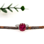 Renu 14K White Gold 5.8cts Madagascar Ruby Diamond Ring | Oval 10.3x7mm