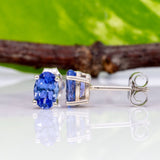 Suriya | AA Tanzanite Earrings Oval 6x4mm, Solid 14K Gold Solitaire Studs, Natural Tanzanite Jewelry, December Birthstone Gift, Yellow White Rose Gold