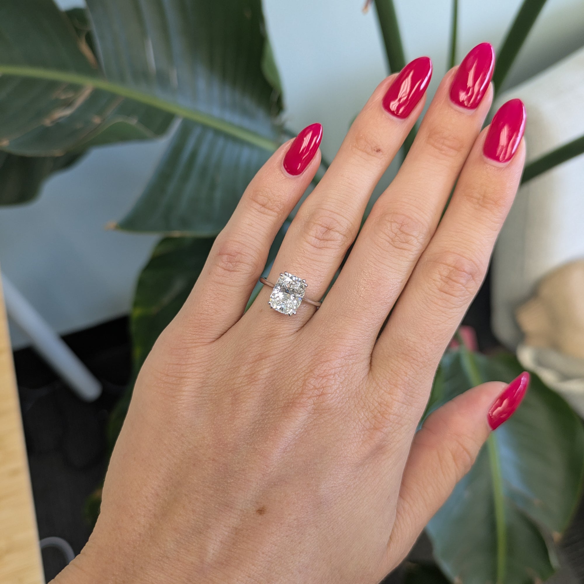 14K white gold lab grown diamond ring