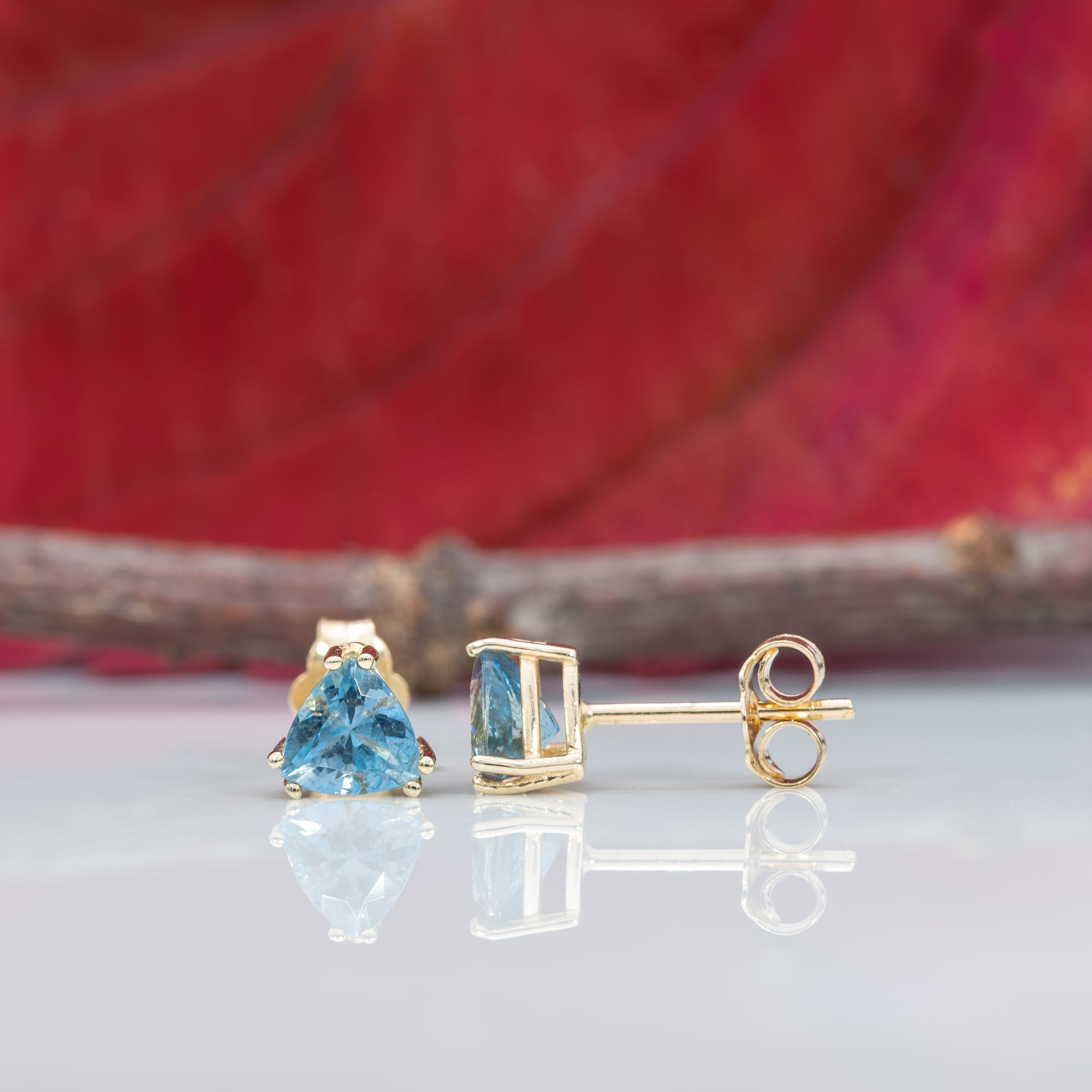 14K yellow gold aquamarine earrings