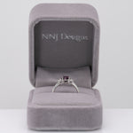 14K white gold purple spinel ring with diamond accents