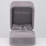 14K white gold purple spinel ring with diamond accents
