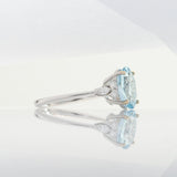 2.3Ct Aquamarine Ring with Natural Diamonds Accents: Solid 14K Gold, Oval 10x8mm