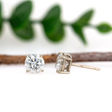 Round 14K Gold Lab Diamond Four Prong Solitaire Stud Earrings | 3mm 4mm 5mm 6mm 7mm 7.3mm 7.5mm