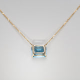 14K Yellow Gold Swiss Blue Topaz Necklace