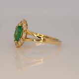 Colombian Emerald Ring with Earth Mined Diamond Accents in Solid 14K Gold – Marquise 7.5x8mm Green Emerald Fine Jewelry Ring