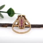 Netra 14K Yellow Gold 4.49cts Tourmaline Diamond Ring | Cushion Cut 14X8mm