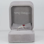 14K white gold mozambique ruby ring with diamond accents