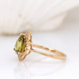 Lauren 14K Yellow Gold Sphene and Natural Diamond Ring | PE 9x7mm