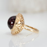 10.6 Ct Natural Rubellite Tourmaline Ring 10mm with Natural Diamond Halo in Solid 14K Gold Statement Gemstone Ring