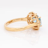 Arabella Sky Topaz Ring with Natural Diamonds Accents: 14k Solid Gold, Emerald cut 8x6mm