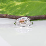 14K white gold padparadscha sapphire ring with diamond accents