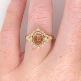 Dazzling Diamond Halo Ring Semi Mount in 14K Gold W Natural Round Diamond Accents | Oval Shape | Gemstone Ring Setting | Customizable