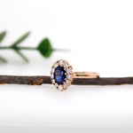 Chandra 14K Rose Gold 1.76Cts Ceylon Sapphire Diamond Ring | Oval 8x6mm
