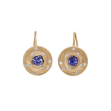 Mahi 14K Yellow Gold Tanzanite Diamond Earrings | Round 5mm