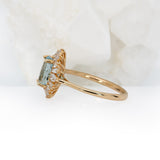 Rosily Solid 14k Gold Aquamarine Ring with Natural Diamonds Accents, Oval 9x7mm