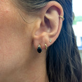 Dove 14k Yellow Gold  Black Spinel and Diamond Earrings |Oval 7x5mm